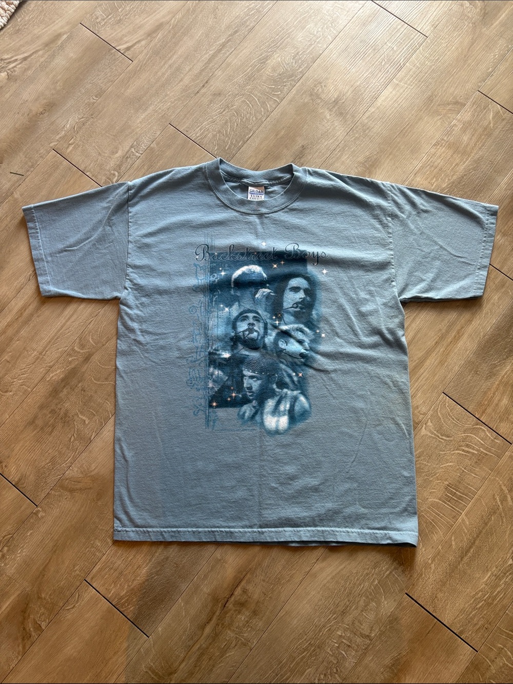 Vintage Backstreet Boys T Shirt Size L 2001 Black & Blue World Tour